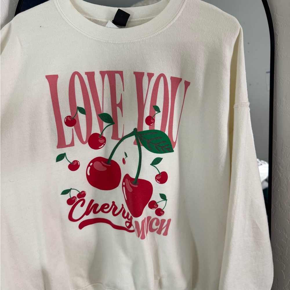 Sweet Claire Cream and Red Graphic Sweatshirt